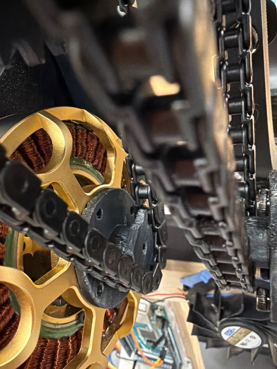 Brushless motor and chain drive on the real build